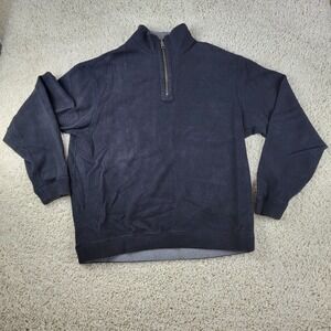 CREMIEUX Men's Black 100% Cotton Quarter Zip Pullover Sweater Size Large